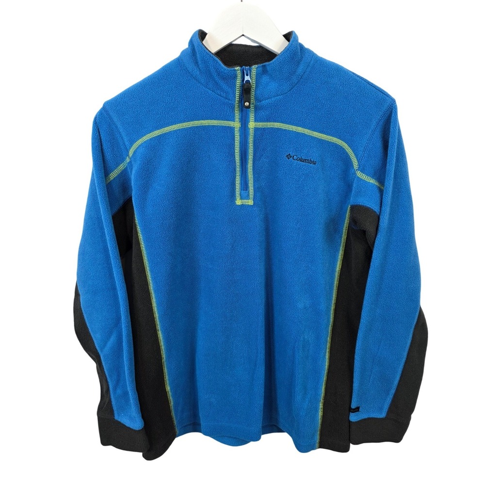 Columbia Youth Fleece Quarter Zip Pullover Jacket Blue Green Size 14/16  ~ A198